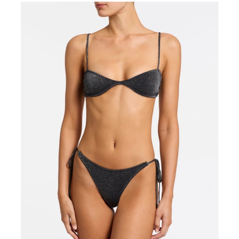 Triangl, black sparkly bikini, removable straps on top, tie bottom